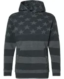 J America 8880 Youth Triblend Fleece Hooded Sweats in Black stars & stripes triblend