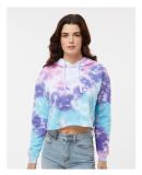 Tie-Dye CD8333 Ladies' Cropped Hooded Sweatshirt in Cotton candy