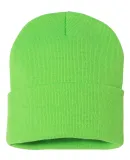 Sportsman SP12 Solid 12" Cuffed Beanie in Neon green