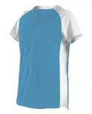 Alleson Athletic 522PDWG Girls' Two Button Fastpit in Columbia blue/ white