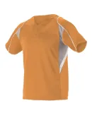 Alleson Athletic 529 Two Button Henley Baseball Je Fluorescent Orange/ Grey/ White