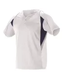 Alleson Athletic 529 Two Button Henley Baseball Je White/ Navy/ Grey