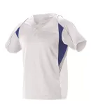 Alleson Athletic 529 Two Button Henley Baseball Je White/ Royal/ Grey