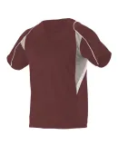 Alleson Athletic 529Y Youth Two Button Henley Base in Maroon/ grey/ white