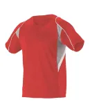 Alleson Athletic 529Y Youth Two Button Henley Base in Red/ grey/ white