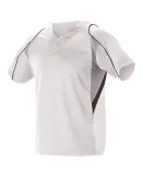 Alleson Athletic 529Y Youth Two Button Henley Base in White/ grey/ black