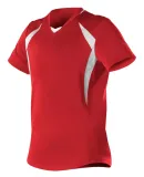 Alleson Athletic 552JG Girls' Short Sleeve Fastpit in Red/ white