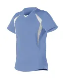 Alleson Athletic 552JG Girls' Short Sleeve Fastpit in Columbia blue/ white