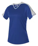Alleson Athletic 558VG Girls' V-Neck Fastpitch Jer in Royal/ white