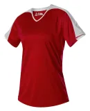 Alleson Athletic 558VW Women's Vneck Fastpitch Jer in Red/ white