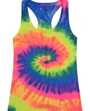 Tie-Dye 3400 Ladies' Racerback Tank NEON RAINBOW