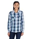 Burnside Clothing 5222 Women's Long Sleeve Plaid S Navy