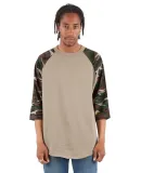 Shaka Wear SHRAGCM Adult 6 oz., 3/4-Sleeve Camo Ra in Olive/ camo grn