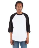 Shaka Wear SHRAG Adult 6 oz 3/4 Sleeve Raglan T-Sh in White/ black