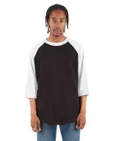 Shaka Wear SHRAG Adult 6 oz 3/4 Sleeve Raglan T-Sh in Black/ white