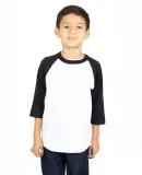 Shaka Wear SHRAGY Youth 6 oz., 3/4-Sleeve Raglan in White/ black