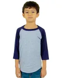 Shaka Wear SHRAGY Youth 6 oz., 3/4-Sleeve Raglan in Hthr grey/ navy