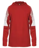 Badger Sportswear 2211 Youth Lineup Hooded Long Sl in Red