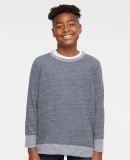 LA T 2279 Youth French Terry Long Sleeve Crewneck  in Navy melange