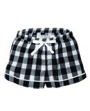 Boxercraft BW6501 Women's Flannel Shorts in Black/ white buffalo plaid