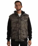 Burnside Clothing 8701 Nylon Vest with Fleece Slee Green Camo/ Black
