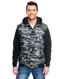 Burnside Clothing 8701 Nylon Vest with Fleece Slee Black Camo/ Black