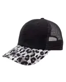 Mega Cap 6885 Leopard Fashion Trucker Cap Black/ Silver Leopard