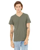 Bella + Canvas 3655 Unisex Textured Jersey V-Neck  in Olive slub