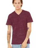 Bella + Canvas 3655 Unisex Textured Jersey V-Neck  in Maroon marble