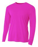 A4 Apparel N3165 Men's Cooling Performance Long Sl in Fuchsia