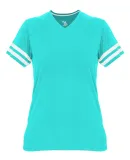 Badger Sportswear 4967 Women's Tri-Blend Fan T-Shi in Turquoise/ white