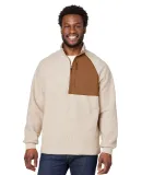 North End NE713 Men's Aura Sweater Fleece Quarter- OATML HTHR/ TEAK