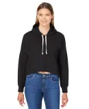 J America 8853 Women's Crop Hooded Sweatshirt in Black solid