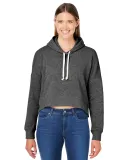 J America 8853 Women's Crop Hooded Sweatshirt in Black triblend