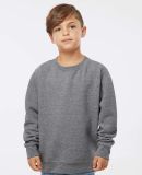 LA T 2225 Youth Elevated Fleece Crew in Granite heather