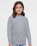 LA T 2225 Youth Elevated Fleece Crew in Heather