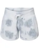 J America 8856 Women's Fleece Shorts Grey Tie Dye