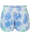 J America 8856 Women's Fleece Shorts Lagoon Tie Dye