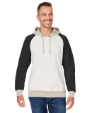 J America 8886 Unisex Vintage Tricolor Hooded Swea Antique White/ Black