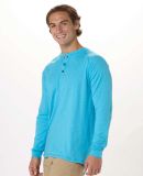 Boxercraft BM3101 Henley Long Sleeve T-Shirt in Pacific blue