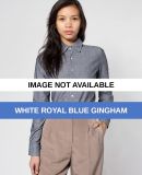 RSACP400SA American Apparel Unisex Long Sleeve But White Royal Blue Gingham