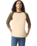 American Apparel 2003CVC Unisex CVC Raglan Tee in Heather bone/ heather army