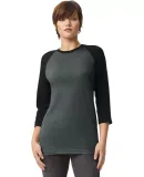 American Apparel 2003CVC Unisex CVC Raglan Tee in Heather charcoal/ black