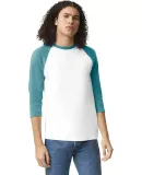 American Apparel 2003CVC Unisex CVC Raglan Tee in White/heather arctic