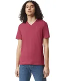 American Apparel 2006CVC Unisex CVC V-Neck Tee in Heather cardinal