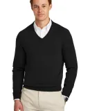 Brooks Brothers BB18400  Cotton Stretch V-Neck Swe in Deepblack