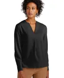 Brooks Brothers BB18009  Women's Open-Neck Satin B in Deepblack