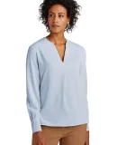 Brooks Brothers BB18009  Women's Open-Neck Satin B in Heriblue