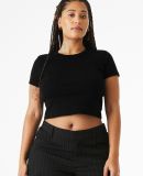 Bella+Canvas 1010 Ladies' Micro Ribbed Baby Tee in Solid black blend
