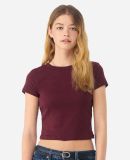Bella+Canvas 1010 Ladies' Micro Ribbed Baby Tee in Solid maroon blend